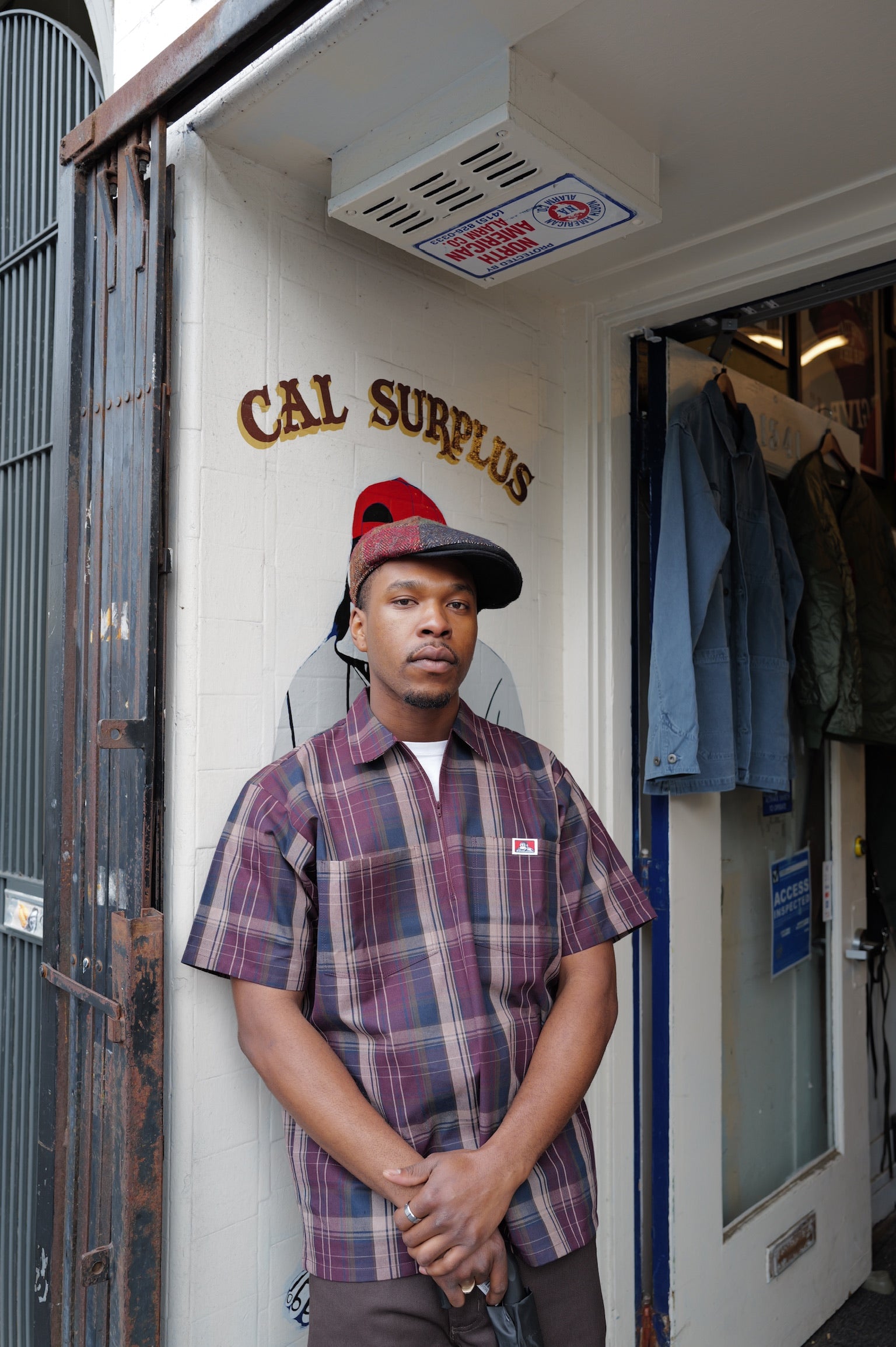 Ben Davis Short Sleeve Plaid 1/2 Zip Shirt