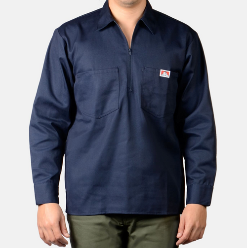 Ben Davis Long Sleeve Solid 1/2 Zip Shirt