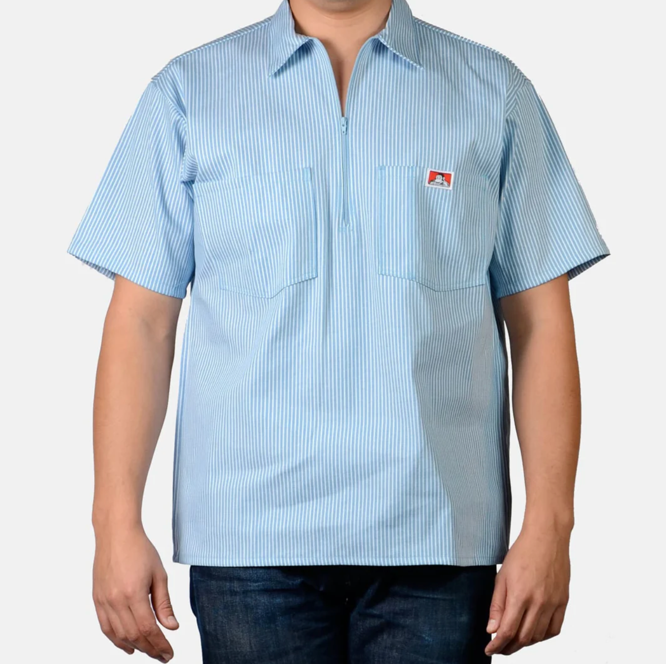Ben Davis Short Sleeve Stripe 1/2 Zip Shirt