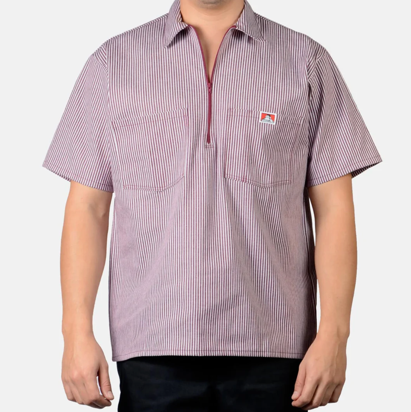 Ben Davis Short Sleeve Stripe 1/2 Zip Shirt