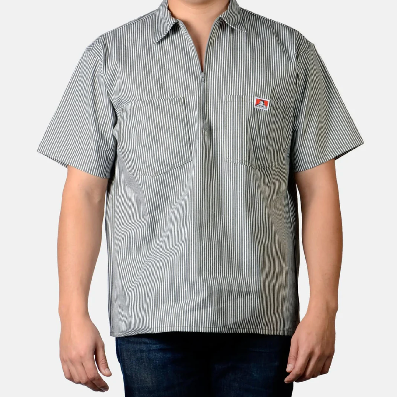 Ben Davis Short Sleeve Stripe 1/2 Zip Shirt