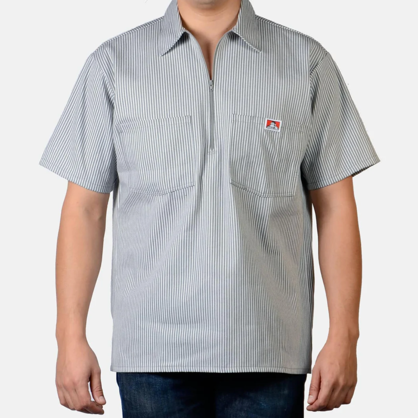 Ben Davis Short Sleeve Stripe 1/2 Zip Shirt