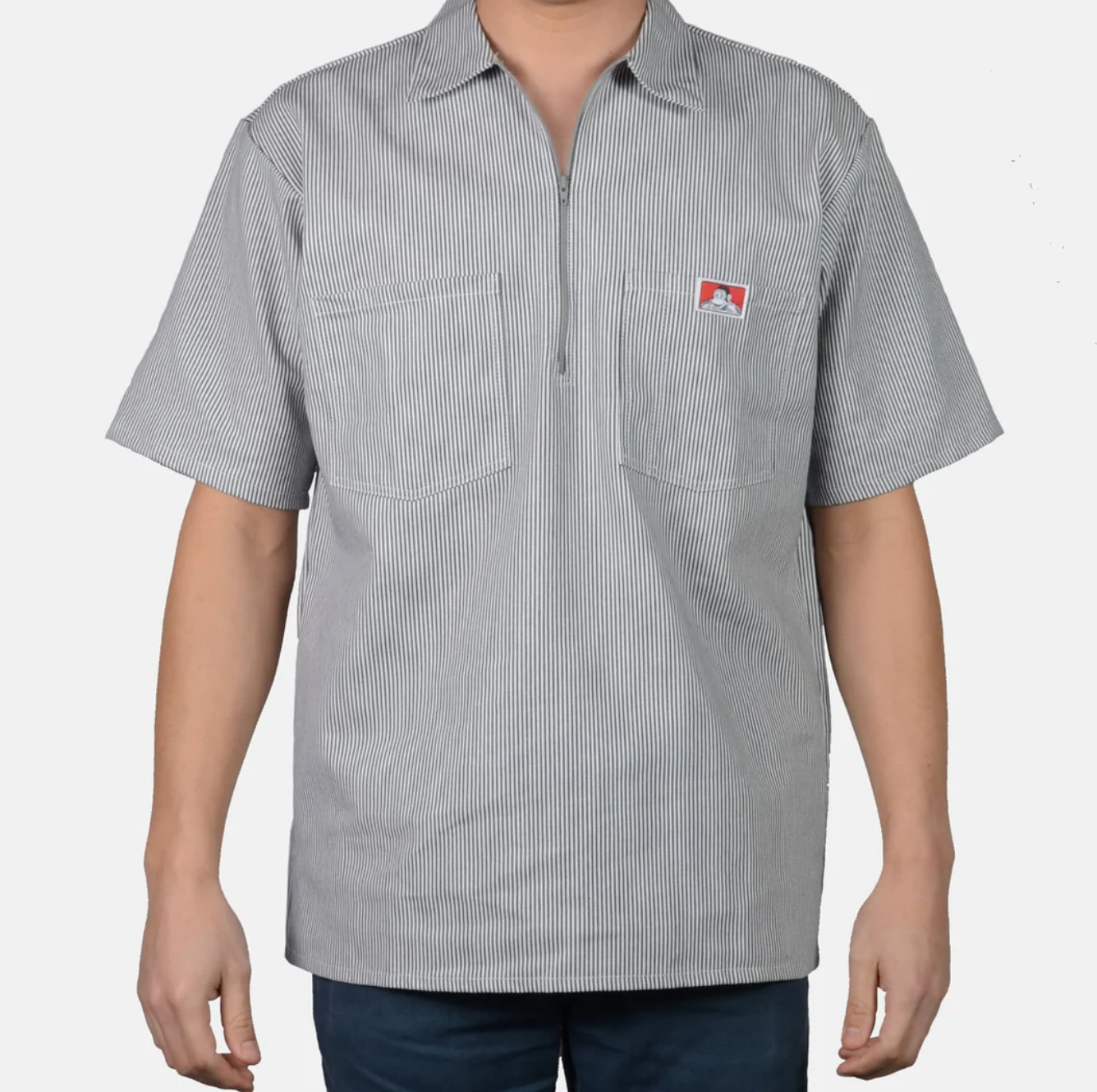 Ben Davis Short Sleeve Stripe 1/2 Zip Shirt