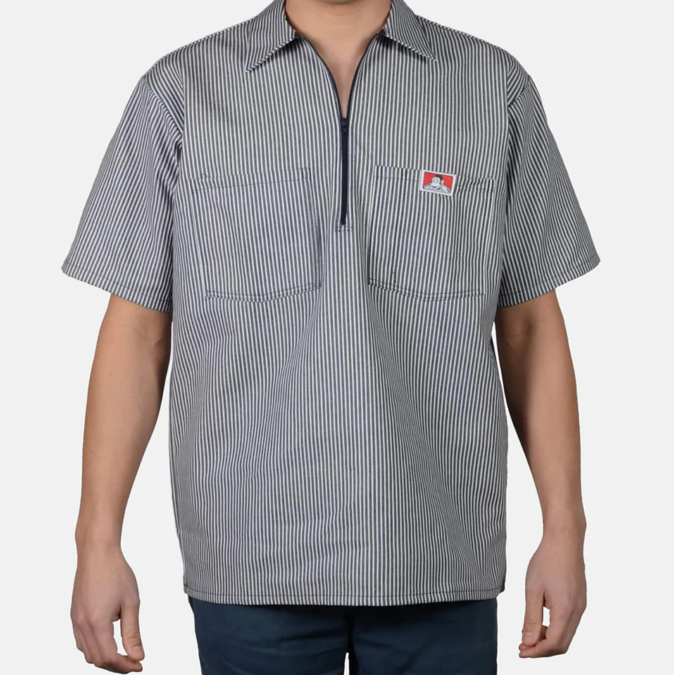 Ben Davis Short Sleeve Stripe 1/2 Zip Shirt