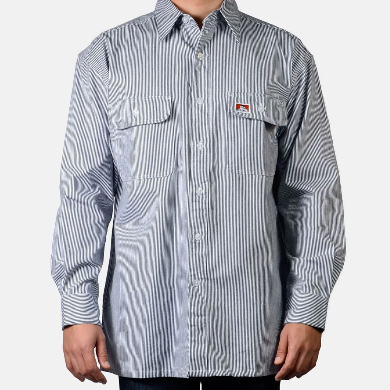 Ben Davis Long Sleeve Stripe 100% Cotton Button-Up Shirt