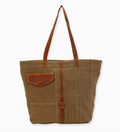 Leather Trim Shoulder Tote